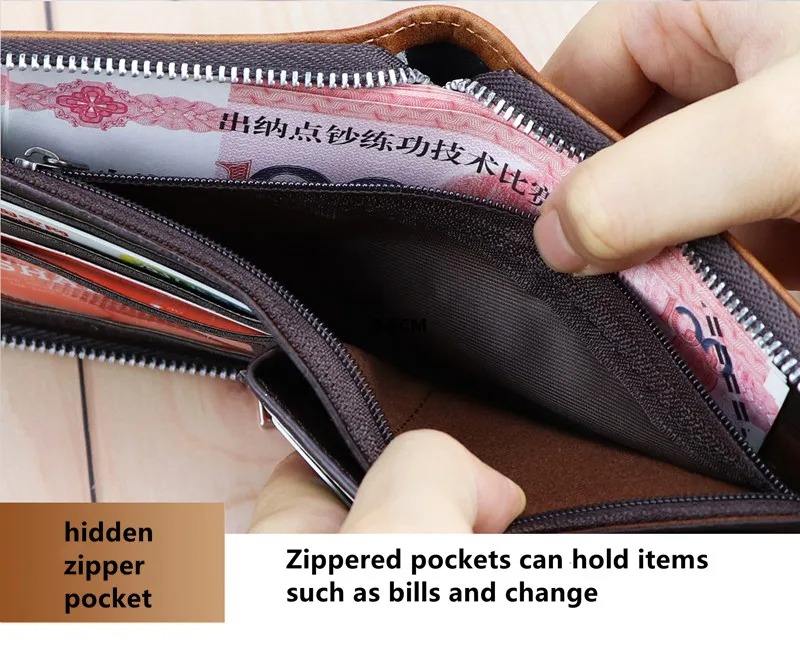 Picture of SHABILI PU Leather Fashionable Men's Zipper with Card Holder Short Wallet