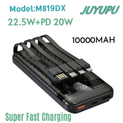 Picture of Power Bank JUYUPU_M819DX  22.5W+PD Digital display Super Fast Charging 10000mAh  Power Bank Compact Portable Fast Charging External Battery Charger 10000 mAh Powerbank  100% Authentic_Orginal_powerbank_fastcharging