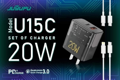 Picture of PD Charger_JUYUPU U15 PD 20w pd+ usb Type-C to C,Type-C to Apple lightning Fast Charger Travel Charger 20watt Fast Wall Travel Chargers Adapter Cto C_20w PD