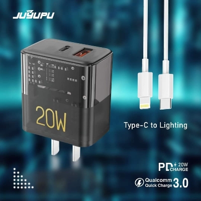 Picture of PD Charger_JUYUPU U15 PD 20w pd+ usb Type-C to C,Type-C to Apple lightning Fast Charger Travel Charger 20watt Fast Wall Travel Chargers Adapter Cto C_20w PD