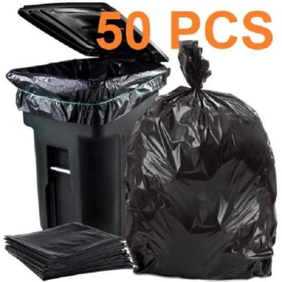 Picture of Black (30" X20") 50PCS Trash Bag / Poly Bag / Garbage Bag / Moyla Felar Bag / Polibag - Black