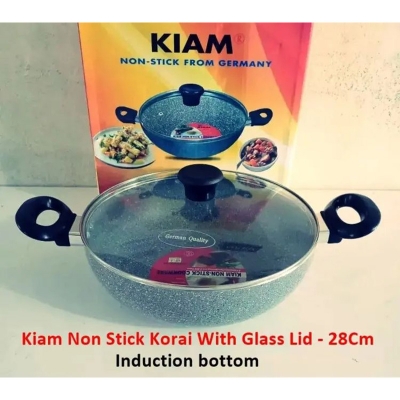 Picture of Kiam Marble Coated Karai With Glass Lid 28cm - Multicolor