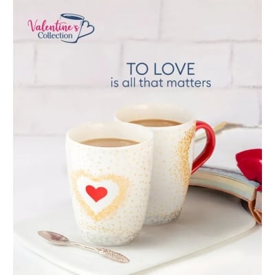Picture of 2 Sprinkled Heart Mugs For Couple - White