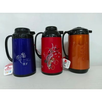 Picture of 1 liter metallic body vacuum push flask mixed color - Multicolor