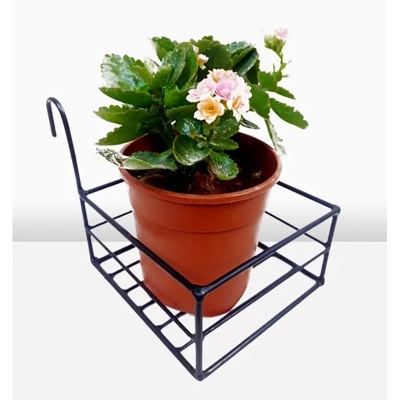 Picture of 1PC 8 Inch Square Planter Stand Flower Pot Stand For Balcony Living Room Outdoor Indoor Grill Rack - Black