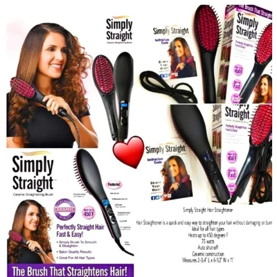 Picture of Simply Straight Ceramic Brush Hair Straightener - Black and Pink