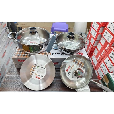 Picture of Kiam Tri-Ply Stainless Steal 7pcs Set with Glass Lids - Multicolor