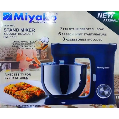 Picture of Miyako SM1551 - 7-Liter Stand Mixer with 2000W Power - Unleash Culinary Creativity with Precision Mixing - Blue