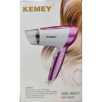 Picture of Kemey KM6833 Cool and Hot 2 in 1 Electric Foldable Hair Dryer for Women - Multicolor