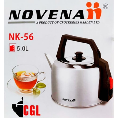 Picture of NOVENA (NK-56) Electric Cordless Kettle, Capasity: 5Ltr, Overheat and Dry Protection, Stainless Steel for Rust free - Multicolor