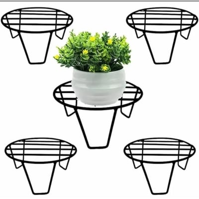 Picture of Round Plant Stand for Flower Pots at HomeOutdoor / Indoor Plants Gamla Stand For Living room , Balcony and Garden Decor Rust - Black