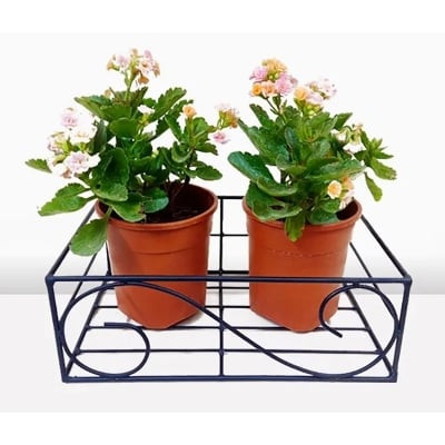 Picture of 1PC 10 Inch Square Planter Stand Flower Pot Stand For Balcony Living Room Outdoor Indoor Grill Rack - Black