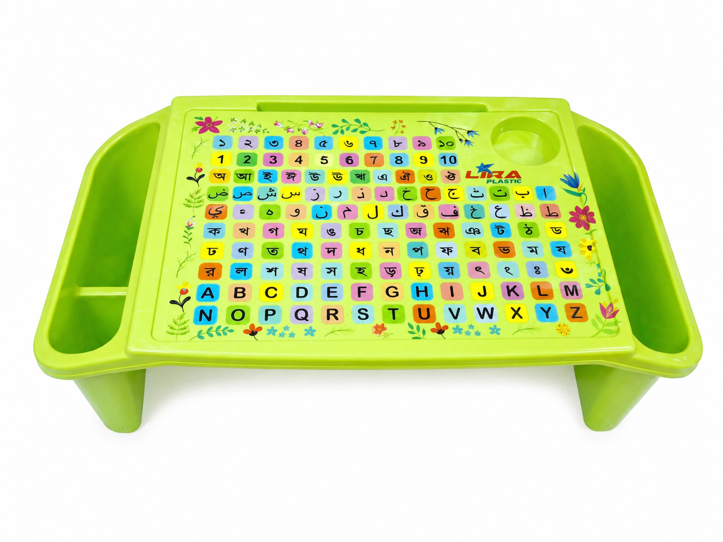 Picture of Lira Kids Learning Bed Table with Arabic, English & Bangla Alphabet | Multi-Purpose Study & Feeding Table