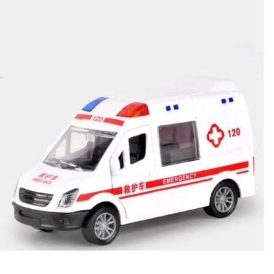 Picture of 120 ambulance, police car, toy car, doctor, children, simulated car model, large boy girl, engineering fire truck - White
