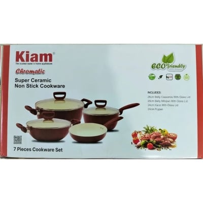 Picture of Kiam 7 Piece Ceramic Granite Non Stick Cookware Set (Induction Bottom) 100% authentic Products - Multicolor
