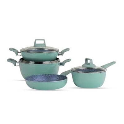 Picture of Kiam 7 Piece Ceramic Coating Granite Non Stick Cookware Set (Induction Bottom - Olive