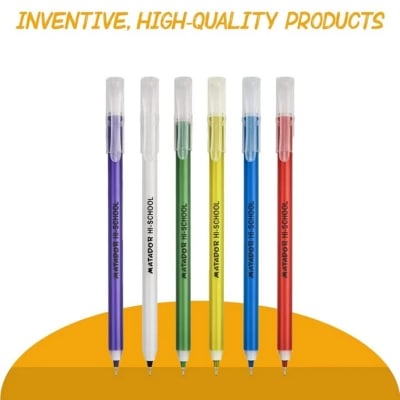 Picture of Matador HI-SCHOOL Ballpen, Fine-Point (0.6 mm), Black Ink, 6 different Colorful Bodies, Round Barrel Design, Smooth & Instant Writing (6pcs ) - Multicolor