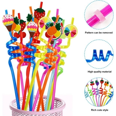 Picture of 4pc Hot style drinking straws plastic food grade straws - Multicolor
