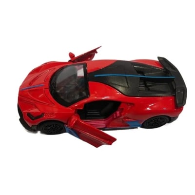 Picture of Bugatti Super Sports Car Feature: 4 Doors Open,Light on,Pull back,Sound Die-cast car - Red