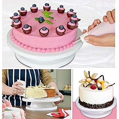 Picture of Cake Decorating Heavy Turn Table 28cm - White - Pink