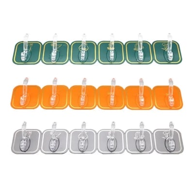 Picture of 6Pcs Hanging Hook Wall-mounted Punch Free Easy to Install No Nail Mounting Self-adhesive Wall Hanger Hook Daily Use - Multicolor