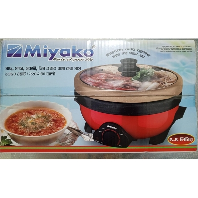 Picture of 5.5 Liter Miyako 3 Pot Electric Curry Cooker MC-550T | Miyako Electric Korai | Miyako Electric Multifunction Cooker | 1400 Watt - Red
