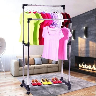 Picture of Folding Double Clothes And Shoe Rack Portable Alna - cloth hanger - Black