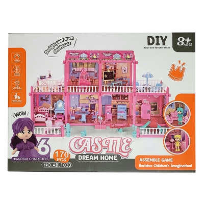 Picture of DIY dream villa furniture set with 6 girls dollhouse - Multicolor