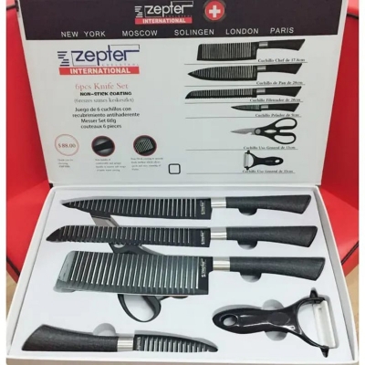 Picture of 6 Pcs Knife Set Non-Stick Coating Stainless Steel - Black