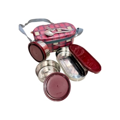 Picture of Milton Corporate Lunch box Stainless Steel, 3 containers, capacity 280+280+ 300ml 100% leak proof - Multicolor