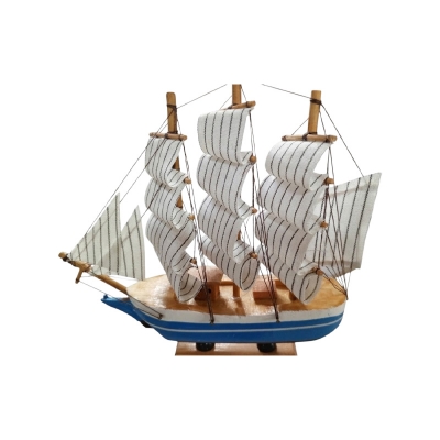 Picture of Handcrafted Wooden Sailboat Model – Nautical Decorative Showpiece - Multicolor