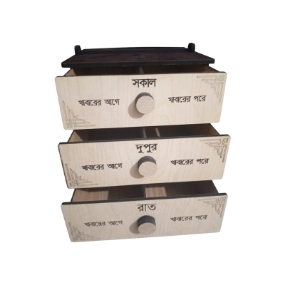 Picture of Medicine wood box Organizer Box laminating plywood Smooth drawer 100% eco-friendly materia - Multicolor