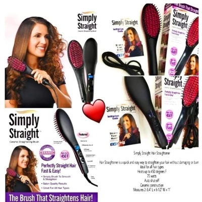 Picture of Simply Straight Ceramic Brush Hair Straightener - Black and Pink