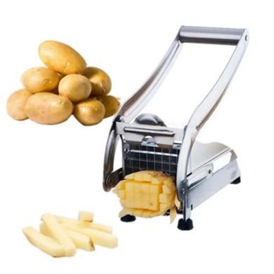 Picture of Stainless Steel 2-Blade French Fry Cutter Machine, Commercial Potato Chipper, Fries Slicer, Multi-Function Home Potato Chopper for - Stainless Steel 2-Bl