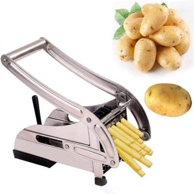 Picture of Stainless Steel 2-Blade French Fry Cutter Machine, Commercial Potato Chipper, Fries Slicer, Multi-Function Home Potato Chopper for - Stainless Steel 2-Bl
