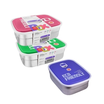 Picture of Pcs Lunchbox food container/Stainless steel/Air tight leak proof/Heavy duty imported quality - Multicolor