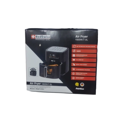 Picture of High Quality Redswiss RSAF0701 Air Fry, Roast, Reheat, Dehydrate | 7.0L Capacity Nonstick Basket & Crisper Plate 360°TECHNOLOGY FOR EVEN COOKING |1600W Rapid Air Technology Digital Touch Screen 10 Customizable programs low Fat Cooking - Black