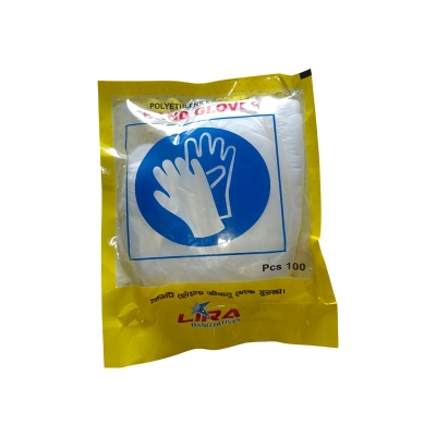 Picture of Pack Of 100 Polyethylene Embossed Gloves (Free size) - Clear,Int: One size