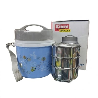 Picture of Kiam Monalisa Steel Hot Tiffin Carrier and Lunch Pot For One Person - 3 Bati - Multicolor