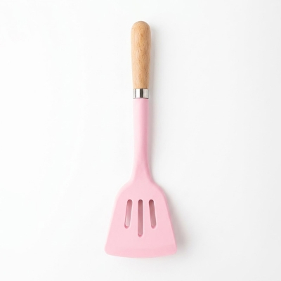 Picture of 1pc Non-Stick Silicone Kitchen Utensils Spatula, Wood Handle, Food Grade, BPA-Free - Multicolor