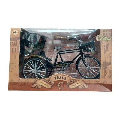 Picture of Three-Wheeled Rickshaw Simulated Alloy Model Cross-Border Toy 28 Bars Bicycle Retro Nostalgic Collection Ornaments - Black