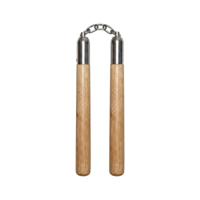 Picture of Wooden Training Nunchucks with Steel Chain for Kids & Beginners Practice and Training. Multicolor
