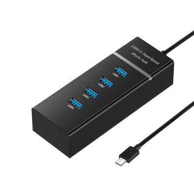 Picture of USB 3.0 4 Port USB 3.0 Hub for PC Laptop Tablet - 4 Ports High Speed USB HUB Black
