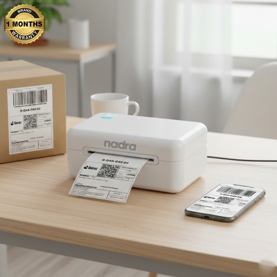 Picture of Courier Label Printer – USB + Bluetooth, Support Android 2x3, 3x4 Inch Shipping Labels, Barcode & Price Tag Printing, Compatible with PC, Laptop & Smartphone, Nadra-CC390(White)