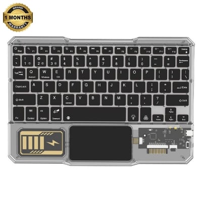 Picture of Bluetooth Keyboard with touchpad, RGB 7 Colors Transparent Backlit for Tablets, iPads, iPhones, Smartphones, Laptops Ultra-Slim, Sleek, Ergonomic, Mini Nadra Keyboard  Perfect for professionals, students, and travelers(Black)