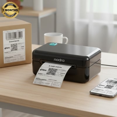 Picture of Label Printer 80mm 3inch USB + Bluetooth, Support Android 2x3, 3x4 Inch Shipping Courier Labels, Barcode & Price Tag, Sticker Printing, Compatible with PC, Laptop & Smartphone, Nadra-CC390(Black)