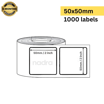 Picture of Barcode Label 50x50mm Square (2x2inch) - 1000 labels/Roll | Direct Thermal Stickers DT | Smudge-Free, Fade-Resistant, High-Quality Print for Packaging & Shipping Supplies | Inventory Labels | Premium Self-Adhesive Thermal Labels - White(1Roll-1000Labels)