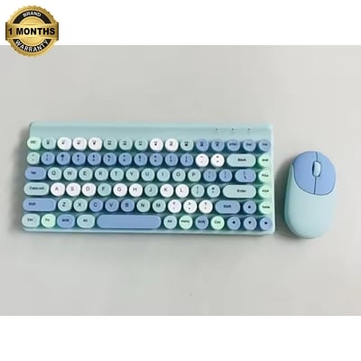 Picture of Ergonomic Keyboard and Mouse Set | 2.4Ghz USB Wireless Office Keyboard with Multi-Media Function Keys and Number Pad for PC Computer Windows | Bluetooth Keyboard Mouse Kit | Colorful Mechanical Keyboard Set | Wireless Keyboard and Mouse Combo-Nadra-QW02(Blue)