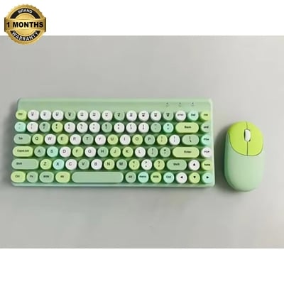 Picture of Ergonomic Keyboard and Mouse Set | 2.4Ghz USB Wireless Office Keyboard with Multi-Media Function Keys and Number Pad for PC Computer Windows | Bluetooth Keyboard Mouse Kit | Colorful Mechanical Keyboard Set | Wireless Keyboard and Mouse Combo-Nadra-QW02(Green)