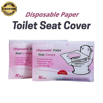 Picture of Disposable Paper Toilet Seat Covers | Biodegradable, Waterproof, Flushable Paper Toilet Seat Covers for Travel, Camping, Public Toilet, Restrooms, Washroom(1 pack-10pcs)